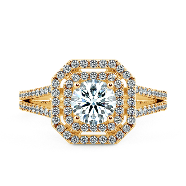 Double Halo Cushion Engagement Ring with Gaping Halo and Eternity Band NCH2303 2